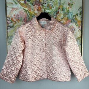 Oscar de la Renta Blush Quilted Jacket Satin Finish M